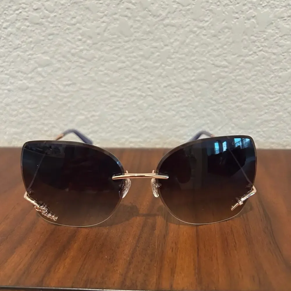 Guess Women's Sunglasses - Shiny Rose Gold Metal Butterfly Shape Frame